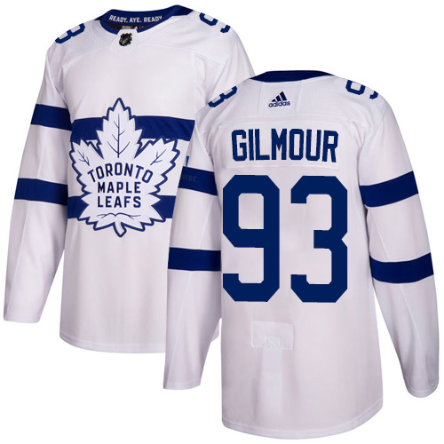 Adidas Maple Leafs #93 Doug Gilmour White Authentic 2018 Stadium Series Stitched Youth NHL Jersey - Click Image to Close